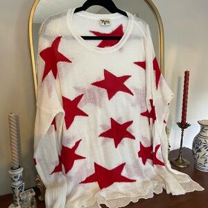 Show Me Your Mumu Red and White Stars Pullover Sweater